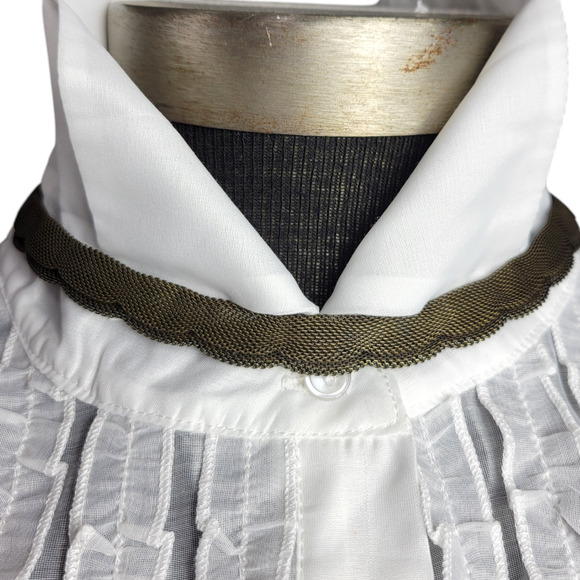 Mesh Scalloped Necklace Brown Brass Tone Choker Statement Fishnet Woven Collar - Picture 2 of 16